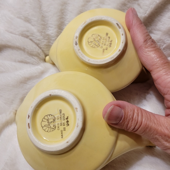 MCM Vintage Pearl China Company Sugar Yellow Creamer 22 Karat Gold Floral Design - Picture 3 of 7